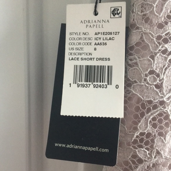 NWT Adrianna Papell icy lilac lace short dress 8 - Picture 5 of 7